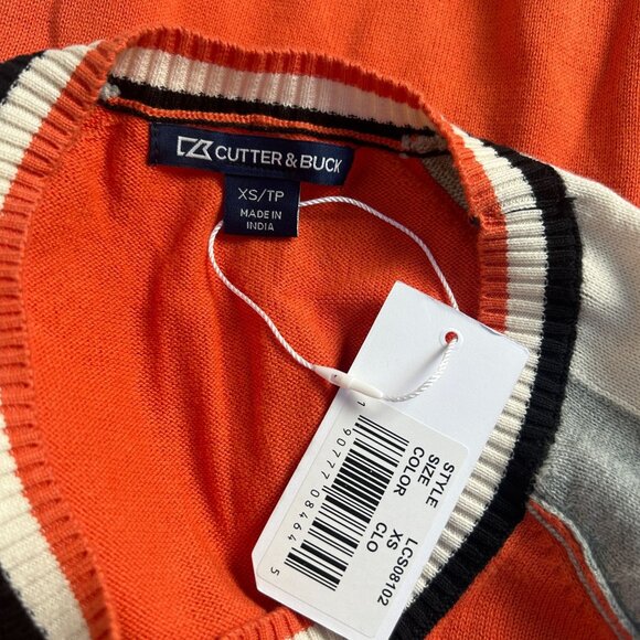 Cutter & Buck Womens Stride Colorblock Sweater XS College Orange Pullover New - Picture 3 of 7